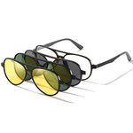 UNIEOWFA Aviator Polarized Magnetic Clip on Sunglasses for Eyeglasses Men UV Protection Anti Glare Driving Retro Glasses 3Pcs