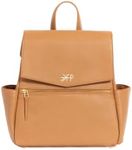 Freshly Picked Mini Classic Diaper Bag Backpack, Wipeable Vegan Leather Diaper Backpack, 8 Pockets (Butterscotch Tan)