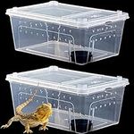Hamiledyi 2PCS Reptile Feeding Box 
