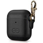 Dreem Om Case Cover with Keychain Clip Compatible with AirPods 1 & 2, Vegan Leather Airpods Case for Men & Women, Luxury Earbuds Accessory for Apple iPhone - Black