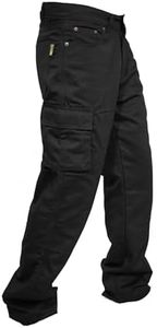 Rider Protec® Mens Motorcycle Cargo Pants Protective Aramid Lining Motorbike Riding Hip and Knee Armour Jeans Black