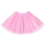 Auranso Girls Tutu Skirts Toddler Baby 3 Layers Tulle Sequin Star Ballet Dance Tutu Skirt for Girls 2-8 Years Pink