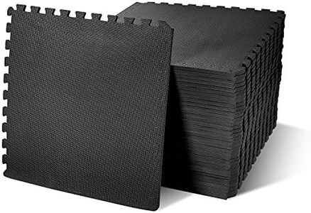 Signature Fitness Puzzle Exercise Mat with EVA Foam Interlocking Tiles, Black, 1/2” Thick, 36 Tiles, 144 Sq Ft