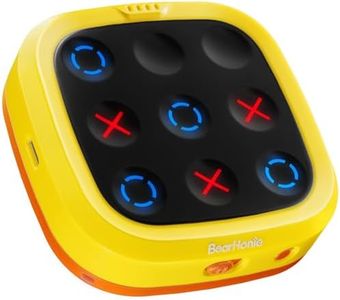 BearHonie 4-in-1 Handheld Tic Tac Toe Game Portable Electronic Board Games for Kids & Adults, Travel Games, Birthday Gifts, Yellow