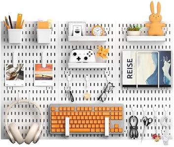 Hogurity Peg Board, 24"x36" Pegboard Wall Organizer, Includes 6PCS White Peg Boards and Accessories, Plastic Peg Board Panels for Craft Room, Office, Kitchen, Gaming Room