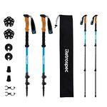 Retrospec Solstice Trekking & Ski Poles for Men & Women - Aluminum w/Cork Grip - Adjustable & Collapsible Lightweight Hiking, Walking & Skiing Sticks - Polar Blue 2020