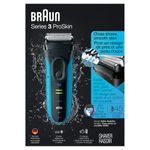 Braun Series 3 Proskin Shave&Style 3-in-1 Electric Shaver, Wet and Dry Razor for Men, Rechargeable and Cordless Shaver, Black/Blue