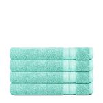 Kinton Crafts QUILL Luxury Cotton Hand Towel (Pack of 4, 60x40cm, 650GSM) Super Absorbent|Ultra Soft|Eco-Friendly|Zero Twist|Lint Free|Ideal for Home|Gym|Travel|Spa|Hotel- Aqua