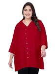 Indietoga Women's Plus Size Casual Rayon Longline Shirt Tops (P10001420_Maroon Solid_7XL)