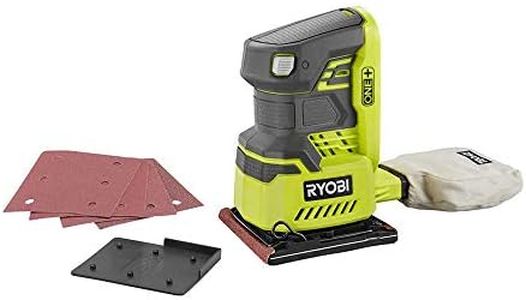 Ryobi P440 One+ 18V Lithium Ion 12,000 RPM 1/4 Sheet Palm Sander w/ Onboard Dust Bag and Included Sanding Pads (Battery Not Included, Power Tool Only)