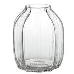 Large Clear Glass Vase Ribbed Tall Clear Vase Flower Vase 8.0" Decorative Vases for Home Table Centerpieces Flowers Decor and Farmhouse(Clear 8.0in)