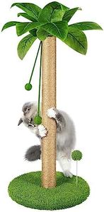 Dohump Cat Scratching Post, 33" Tall Scratch Tree with Premium Sisal Rope, Two Interactive Dangling Balls and Spring Ball Toys for Indoor Kittens and Cats