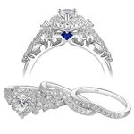 Newshe Wedding Engagement Ring Set for Women 925 Sterling Silver 3pcs 1.4Ct Pear White Cz Size 10