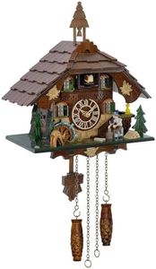 Cuckoo Clock Wall Art, 12 Melodies, Volume Control, Night Mode, Germany Style Black Forest Retro Handcrafted Wooden Chalet, Traditional Rustic Home Decor, Gift for Family (10.5W" x 23H" Cuckoo Only)