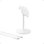 Anker MagGo iPhone 16 MagSafe-Compatible Wireless Charger Stand, 15W Fast Wireless Charging Station, Qi2 Certified 360° Rotation Charger, for iPhone 16/15/14/13/12 Series and AirPods (No AC Adapter)