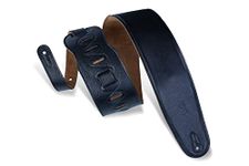 Levy's Leathers M4GF-BLK 3-1/2-inch Garment Leather Bass Guitar Strap with Foam Padding and Suede Backing, Black