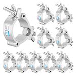 Truss Clamp Stage Lights Clamp, 10PCS WorldLite Premium 50mm / 2 Inch Lighting O Clamps, Fit for 48-52mm OD Tubes, 100KG Load Capacity LED PAR Light Moving Head Lighting Hooks Silver