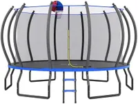 YUMPIE 8FT 10FT 12FT 14FT 16FT Outdoor Trampoline with Enclosure Net and Ladder, Recreational Trampolines for Kids and Adults, Quick Connect Frame, ASTM Approval