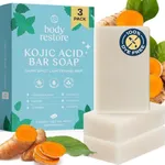 Body Restore Kojic Acid Soap,(Peppermint 3 Pack), with Vitamin C,E, Shea Butter, Collagen, Hyaluronic Acid, Turmeric, Retinol For Dark Spots, All Natural Soap Bar, Paraben Free