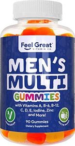 Multi Gummies for Men by Feel Great 365, Packed with Vitamin A, B-6, B-12, C, D, E, Iodine, Choline, Folic Acid, Zinc & More, Supports Healthy Immune Functions