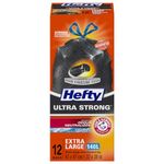 Hefty® Garbage Bags, Ultra Strong Extra Large 140 Litres Black, Drawstring, Arm & Hammer odour neutralizer, 12 Bags