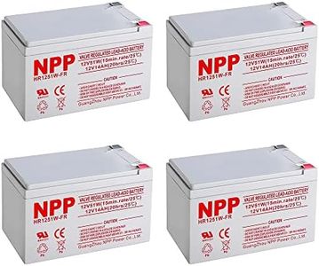NPP HR1251W (F2, 4Pcs) 612Watts 12V 51Watt/Cell AGM Sealed Lead Acid High Rate Battery, Replace 12 Volt 14Ah 15Ah Flame Retardant UPS Battery for Fish Finder, Scooter, Security System and Solar System