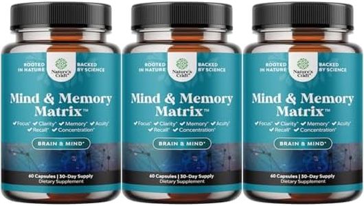 Natures Craft Natural Mind and Memory Supplement for Increased Mental Performance and Clarity Supports Brain Function Made with Pure Green Tea Extract DMAE Bitartrate and Vitamins 60 Capsules 3pack