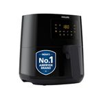 PHILIPS Digital Airfryer with Touch Panel, 4.1L, with RapidAir Technology,with additional 1 Yr Warranty by Philips, 7 Pre-set Menu (HD9252/90)(Black), Large