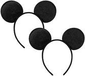 CHuangQi Mouse Ears Headband (Set of 2), Solid Black Ears for Boy & Girl Birthday Party, Party Favors