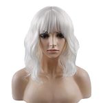 Wigs for Women,Wavy Synthetic Wigs,Cosplay Wigs For Women Should Length Hair Wig Heat Resistant Synthetic Wig Daily Party Costume Use(Silver White)