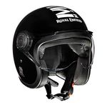 ROYAL ENFIELD Open Face MLG helmet |Made Like a Gun | with Clear Visor | Impact Protection | High Density EPS | ISI and DOT certified | Micrometric lock GLOSS BLACK (L)60 CM