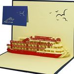 LIN Pop Up 3D Greeting Card as a Gift Card for a Cruise, Cruise Ship, Large Card (6 x 7.8 inches), (#115)