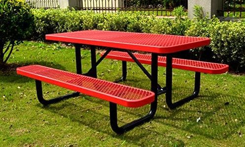 Lifeyard 6' Rectangular Picnic Table, Expanded Metal, (72" Long) (Red)