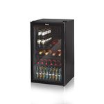 Swan 80L Glass Fronted Undercounter Freestanding Beverage/Drinks Fridge for Wine, Drinks & Snacks, 85W, SR12030BN, Black