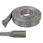 Electriduct 1/4" Tinned Copper Metal Braid Sleeving Flexible EMI RFI Shielding Wire Mesh (0.16" Diameter) - 10 Feet