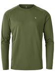 JHMORP Men's UPF 50+ UV SPF Sun Protection Shirt Light Long Sleeve Athletic Sport Muscle Tops Swim Fishing Casual T-Shirt (Army Green,CA M)