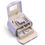 Vlando Princess Style Girls Jewelry Box-3 Layer Jewelry Box with Mirror,Kids jewelry box for Girls Birthday Gifts,Purple