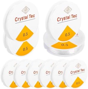 Prdingfy 0.5mm Elastic Crystal String,10 Rolls of Crystal String Clear Elastic Bead Cord for Stretchy r Bracelet, Beading and Jewelry Making (10 Rolls × 15m)