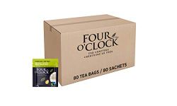 Four O'Clock Coconut Ginger Green Tea Organic Fairtrade, Non-Gmo, Kosher, Gluten-Free, 80 Teabags