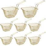 SEUNMUK 8 PCS Chip Serving Frying Baskets, Mini Chip Baskets with Handle, Chips Deep Fry Baskets Food Presentation Baskets for Chips Onion Rings Tapas Wing, Gold