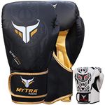 Mytra Fusion Boxing Gloves – Kickboxing Gloves for Men & Women MMA Muay Thai Training Workout Punching Gloves (Black, 10-oz)