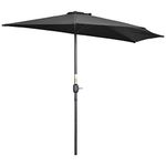 Outsunny 2.7m Garden Half Parasol, Outdoor Balcony Umbrella with 5 Steel Ribs, Patio Sun Shade, Black