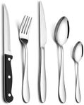 Homikit Cutlery Sets with Steak Knives, 30-Piece Stainless Steel Flatware Silverware Set Service for 6, Knives Forks Spoons for Home Kitchen Restaurant, Mirror Polished & Dishwasher Safe