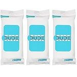 DUDE Shower Body Wipes Unscented Naturally Soothing Aloe and Hypoallergenic, Portable Travel-Sized Individual Cleansing Cloths for Men, 8 Count (Pack of 3)