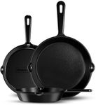 Utopia Kitchen [3 Piece] Pre-Seasoned Cast Iron Skillet Pan - 6", 8" and 10" Cast Iron Frying Pans