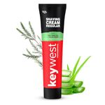 Keywest Regular Shaving Cream 125gm for Men All Skin Types | Enriched with Tea Tree Oil & Aloe Vera | Protects, Heals & Smoothens Skin | Prevents Razor Burns