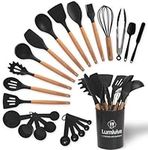 Lumivive Kitchen Utensils Set– Food-Grade Silicone -Elevate Culinary Experience w 24-Piece Premium Cooking Utensils Set-Hanging Loops for Storage Silicone Kitchen Utensils Set(Avoid Abrasive for Wash)