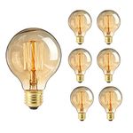 YOUDIAN Vintage Edison Light Bulb, Dimmable Vintage Light Bulbs 40W E27 Screw Decorative Spiral Filament Bulbs Soft G80 220V Warm White Lights (6 Pack)