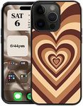 CREFORKIAL Phone Case for iPhone 13, Hard Case for iPhone 13 Slim Protective Phone Cover Shockproof Soft TPU Bumper + Aluminum Hard Back-Cute Brown Heart