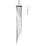 Large Wind Chime with 18 Scrub Aluminum Tubes and 2 Hooks Classic Wind Chime for Outdoor Garden Home Decor Silver